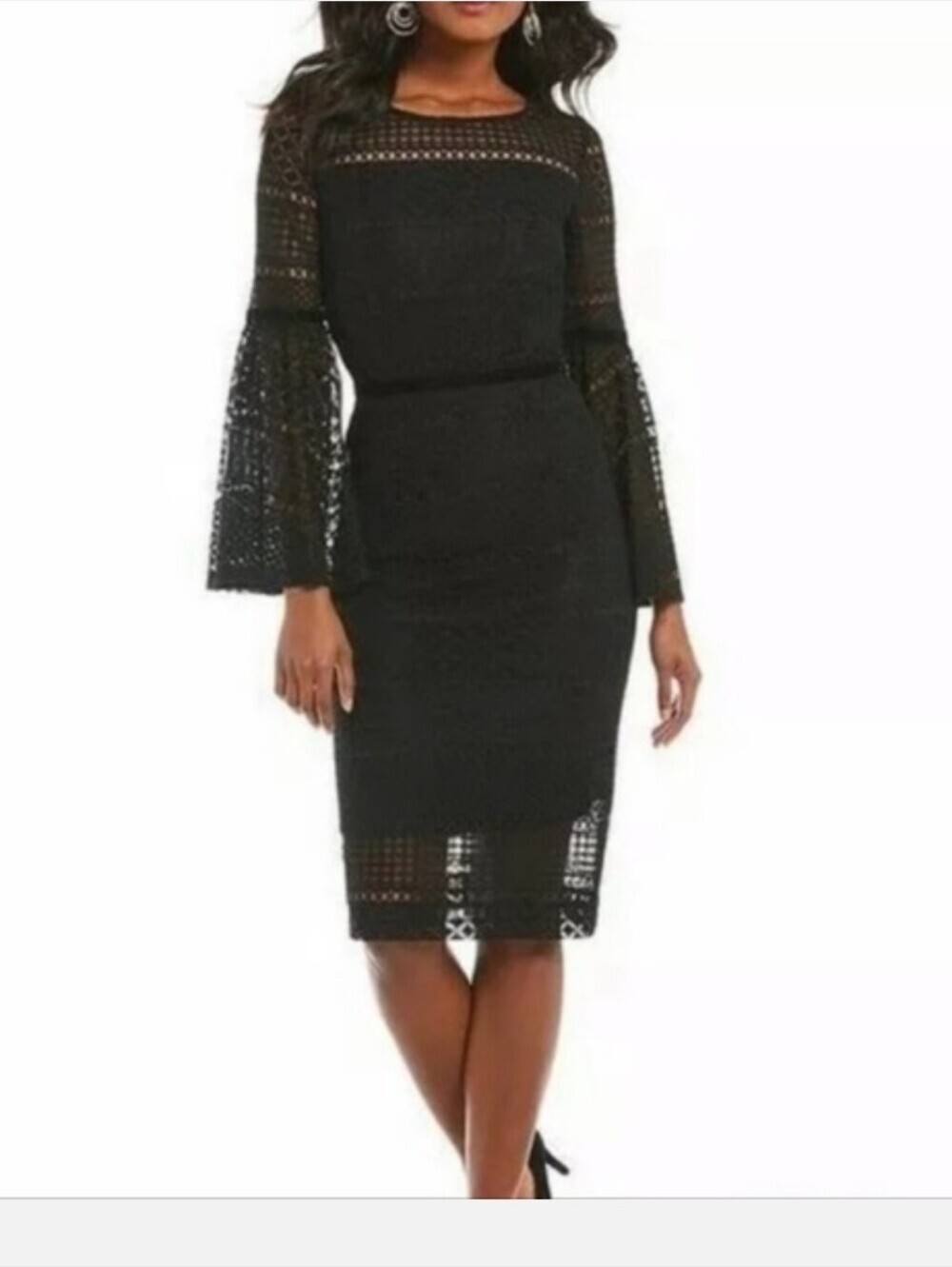 ANTONIO MELANI Black Lace Sheath Dress